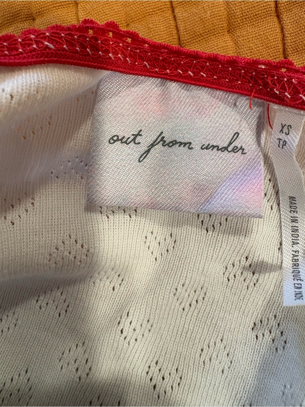 Urban Outfitters White Knit Fruit-Print Pajama Camisole with Red Detail - Picture 5 of 6